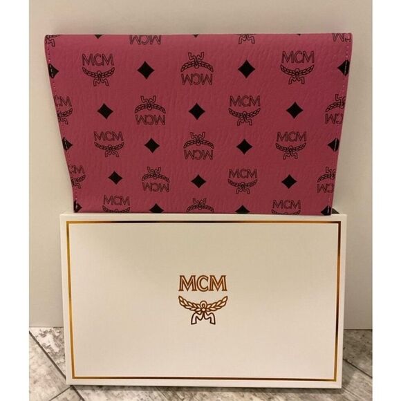 MCM Pink Clutch with Black Accents - Picture 4 of 8